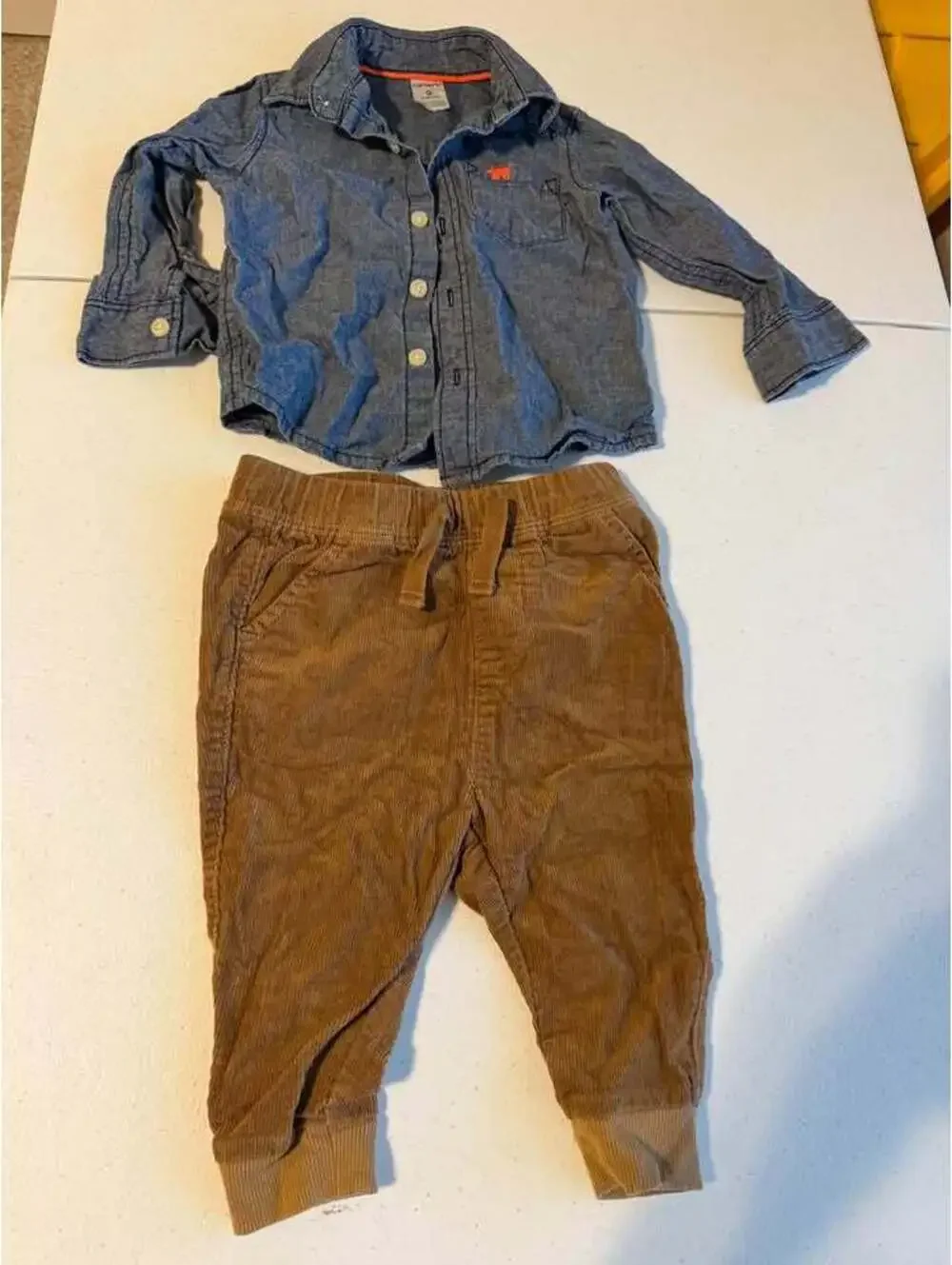 Carter's Button-Down Shirt and Old Navy Corduroy Pants